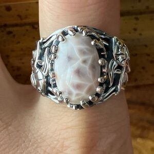 Natrolite Sterling Silver Fish Ring Size 8